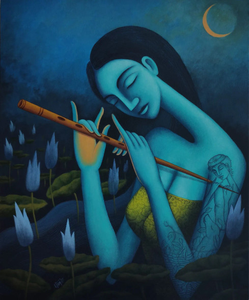 Dream Lover 3 (ART-8444-115229) - Handpainted Art Painting - 30in X 36in