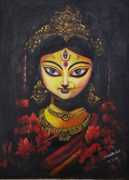 Durgama (ART-16164-115206) - Handpainted Art Painting - 18in X 24in