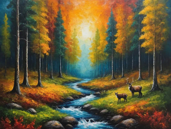 Heaven View Of Nature Scenery Landscape Painting (ART-3319-115301) - Handpainted Art Painting - 36in X 24in