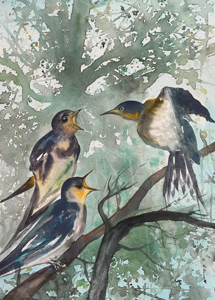 Bird 19 (ART-8841-115250) - Handpainted Art Painting - 8in X 11in