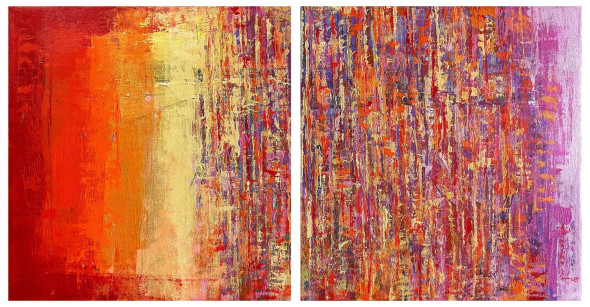 Rising Shine-Diptych (ART-8069-115312) - Handpainted Art Painting - 48in X 24in