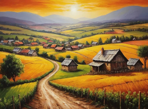 View Of Heaven Landscape Scenery Painting (ART-3319-115296) - Handpainted Art Painting - 36in X 30in