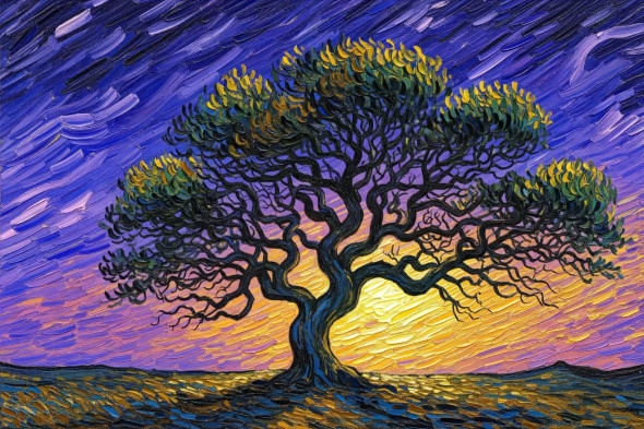 Beneath The Purple Sky (130046) (PRT-15697-115218) - Canvas Art Print - 60in X 40in
