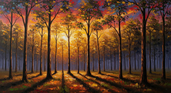 Forest Fire Without The Flames (203635) (PRT-15697-115219) - Canvas Art Print - 60in X 33in