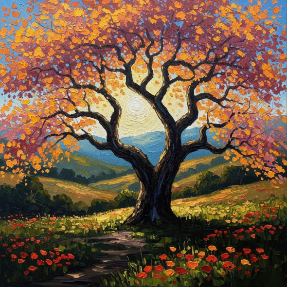 Sunlight Beneath The Cherry Crown (083629) (PRT-15697-115221) - Canvas Art Print - 60in X 60in