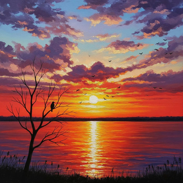 When Wings Cut The Horizon (163831) (PRT-15697-115211) - Canvas Art Print - 60in X 60in