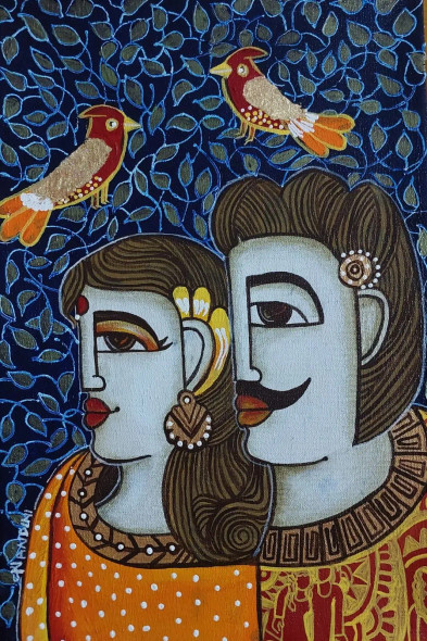Couple (ART-5103-115345) - Handpainted Art Painting - 12in X 18in