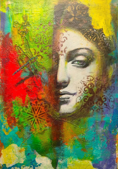 Between Shadow And Sky05 (ART-17609-115401) - Handpainted Art Painting - 16in X 22in