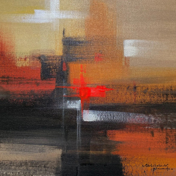 Abstract (ART-3512-115533) - Handpainted Art Painting - 12in X 12in