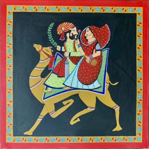 Rajasthani Art (ART-17605-115391) - Handpainted Art Painting - 24in X 24in