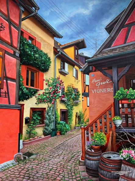 City View Painting (ART-6706-115515) - Handpainted Art Painting - 24in X 36in