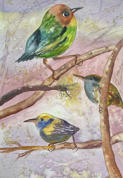 Bird 25 (ART-8841-115416) - Handpainted Art Painting - 8in X 11in