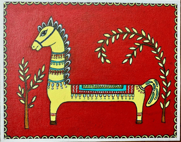 Hand Made Art (ART-17605-115526) - Handpainted Art Painting - 12in X 10in