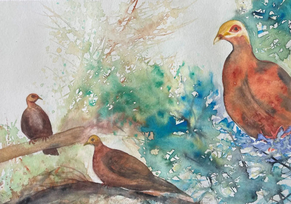 Bird 28 (ART-8841-115539) - Handpainted Art Painting - 11in X 8in