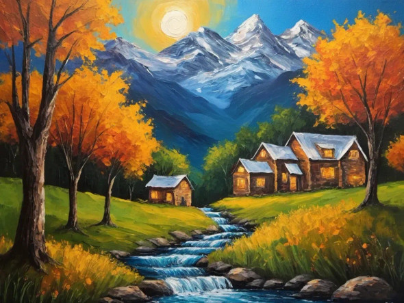 Buy Nature's Forest Peace View Scenery Landscape Painting