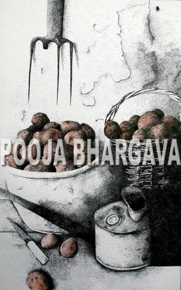 Still Life Potato (ART-17611-115431) - Handpainted Art Painting - 15in X 12in