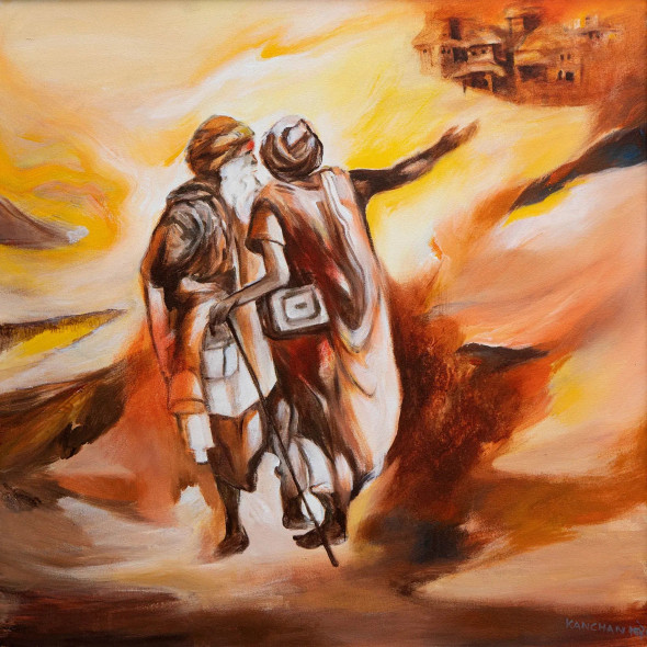 Bhiksham Dehi (ART-17588-115569) - Handpainted Art Painting - 34in X 34in