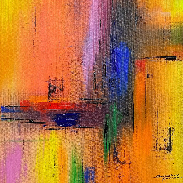 Abstract (ART-3512-115641) - Handpainted Art Painting - 12in X 12in
