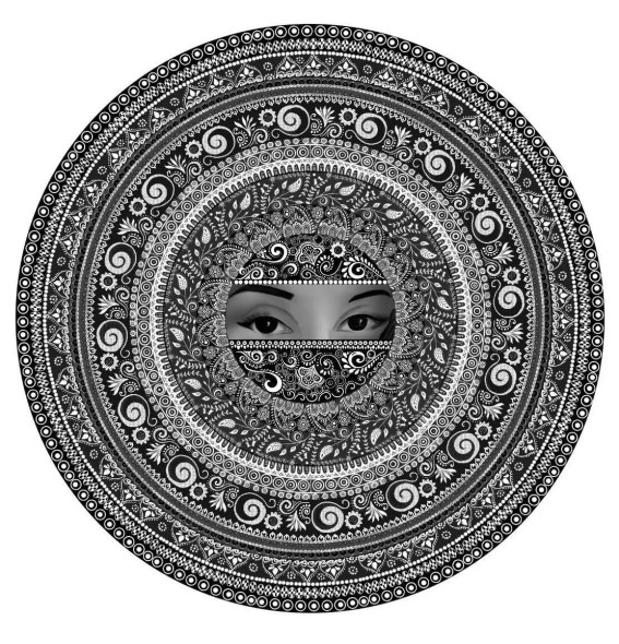 Grey Mandala - Gaze(Customizable) (ART-17688-115730) - Handpainted Art Painting - 20in X 20in