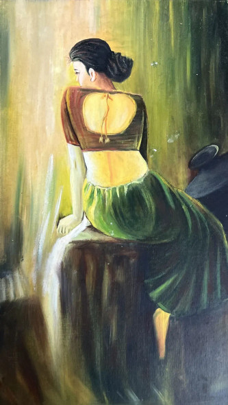 Whispers Of Solitude (ART-17638-115653) - Handpainted Art Painting - 8in X 13in