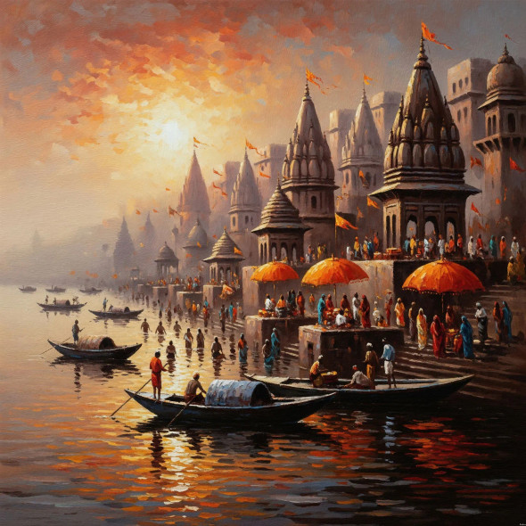 Sacred Moments By River's Edge (PRT-15697-115683) - Canvas Art Print - 60in X 60in