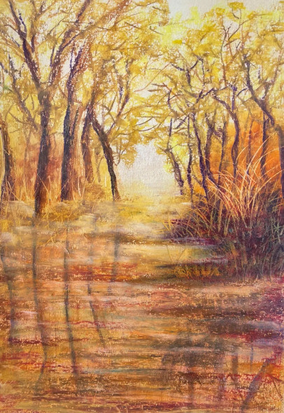 Peaceful Afternoon (ART-8841-115745) - Handpainted Art Painting - 8in X 11in