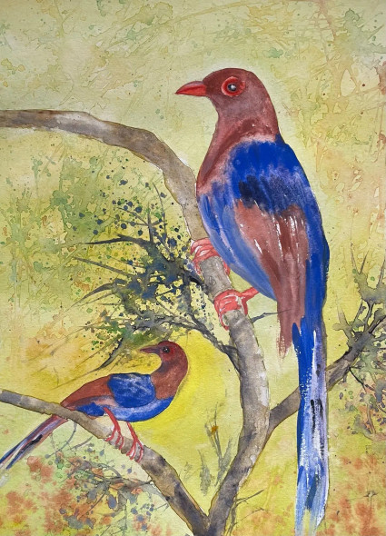Bird 29 (ART-8841-115752) - Handpainted Art Painting - 8in X 11in