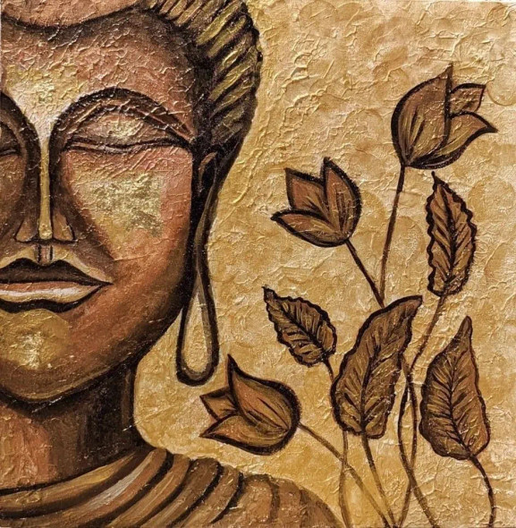 CALM (ART-17672-115735) - Handpainted Art Painting - 18in X 18in