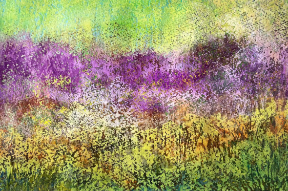 Vivid Meadows Under Fog (PRT-8841-115756) - Canvas Art Print - 24in X 16in