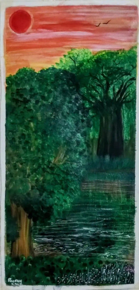 Nature Heals (ART-15732-115793) - Handpainted Art Painting - 12in X 25in