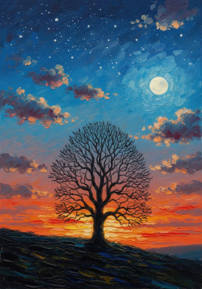 Eclipse Of Color And Silence (PRT-15697-115789) - Canvas Art Print - 42in X 60in