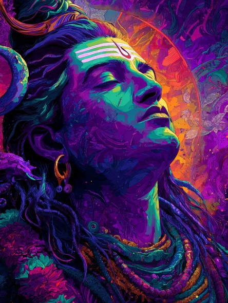 Eternal Calm – The Divine Presence Of Lord Shiva (PRT-7389-115820) - Canvas Art Print - 18in X 24in