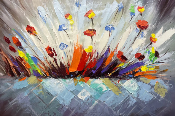 Flower Painting (ART-6706-115932) - Handpainted Art Painting - 46in X 32in
