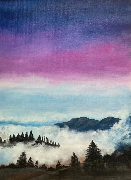 Ethereal Peaks (ART-15981-115965) - Handpainted Art Painting - 12in X 17in