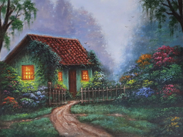 The Morning Mist (ART-4815-115946) - Handpainted Art Painting - 16in X 12in