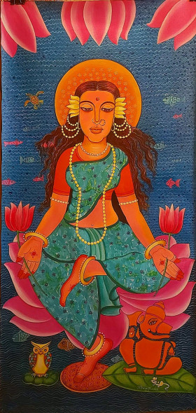 Haripriya (ART-16963-115992) - Handpainted Art Painting - 28in X 58in