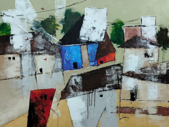 Untitled (ART-8178-116028) - Handpainted Art Painting - 40in X 30in