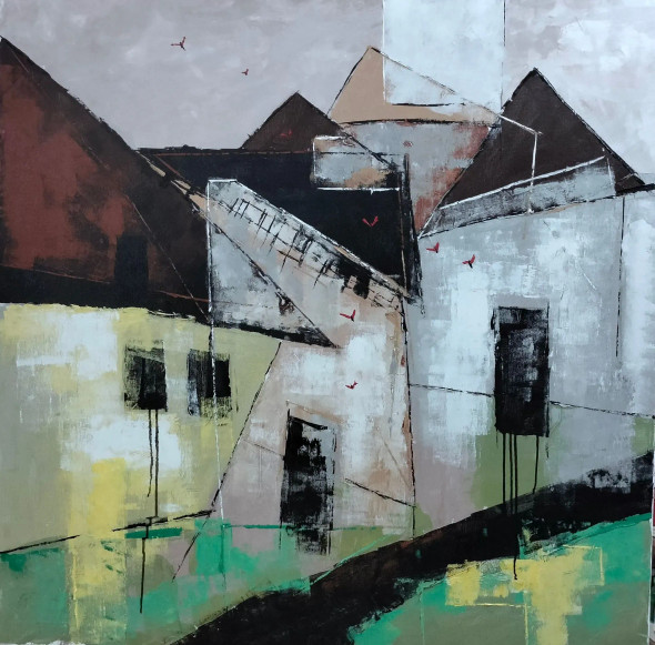 Untitled (ART-8178-116029) - Handpainted Art Painting - 45in X 45in