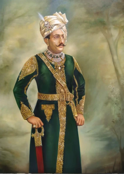 Maharaja Ajit Singh Ji (ART-2078-116018) - Handpainted Art Painting - 36in X 48in