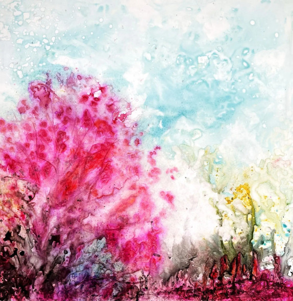 Dreamy Flowers (PRT-8841-116005) - Canvas Art Print - 18in X 18in