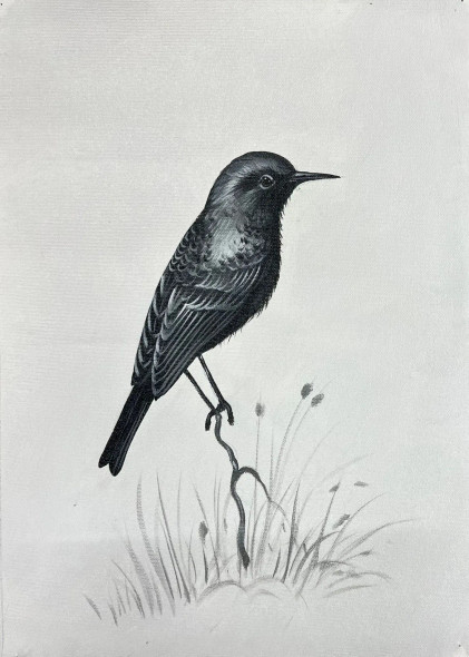 Bird Painting (ART-6706-116121) - Handpainted Art Painting - 12in X 15in