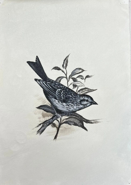 Bird Painting (ART-6706-116118) - Handpainted Art Painting - 12in X 15in