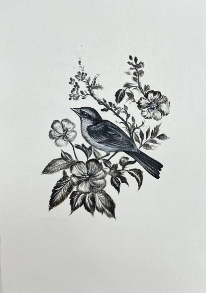 Bird Painting (ART-6706-116110) - Handpainted Art Painting - 12in X 15in
