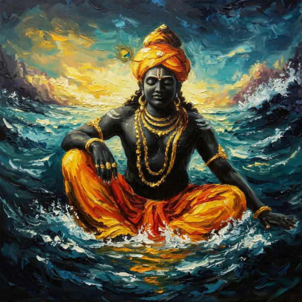 Eternal Rest Of Lord Vishnu (PRT-15697-116066) - Canvas Art Print - 60in X 60in
