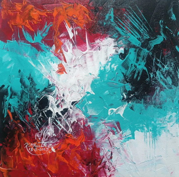 Clash Of Elements (ART-1230-116138) - Handpainted Art Painting - 12in X 12in