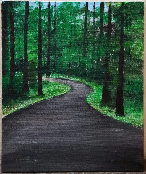 Forest Pathway (ART-17746-116166) - Handpainted Art Painting - 10in X 12in