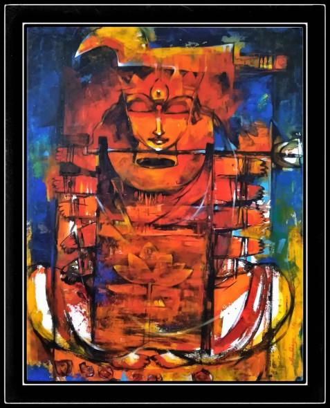 The Ma Durga (ART-836-116169) - Handpainted Art Painting - 24in X 30in