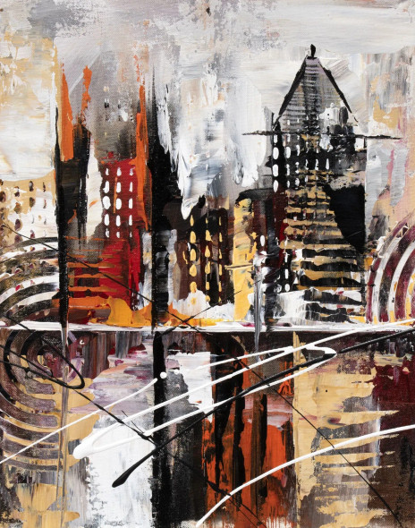 City In Motion (ART-16885-116193) - Handpainted Art Painting - 24in X 36in