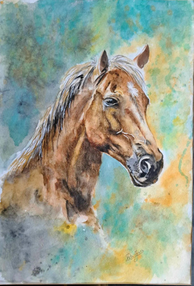 Solo And Mighty (ART-8803-116301) - Handpainted Art Painting - 12in X 16in