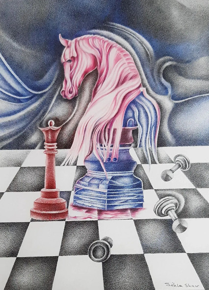 Horse (ART-17761-116307) - Handpainted Art Painting - 11in X 16in